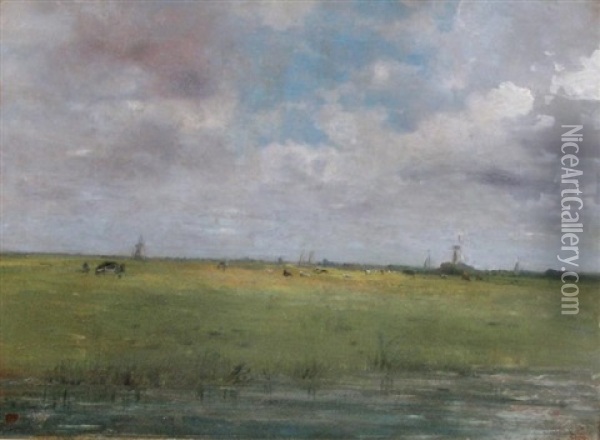 Paysage Aux Moulins Oil Painting - Gustave Adolf Jundt