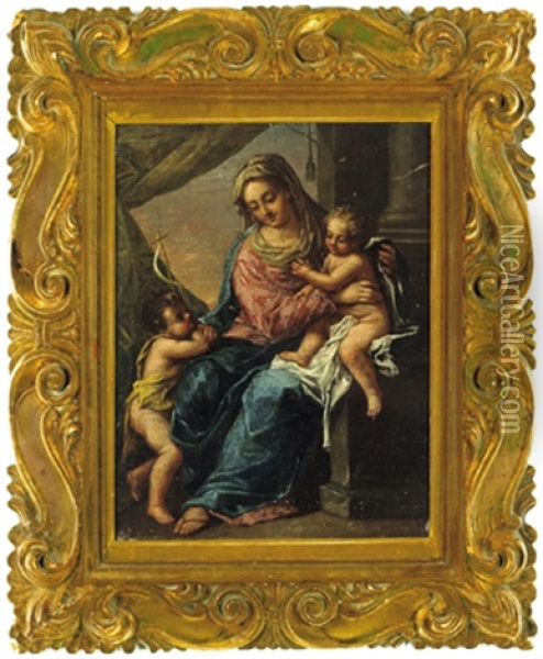 Madonna Col Bambino E San Giovannino: Madonna Mit Kind Und Johannesknaben Oil Painting -  Scarsellino