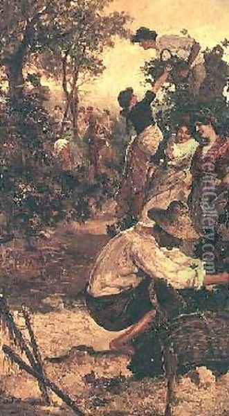 The Grape Harvest 1900 Oil Painting - M.F. Moles