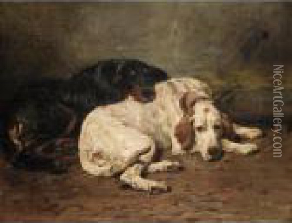 Two Setters Oil Painting - John Emms