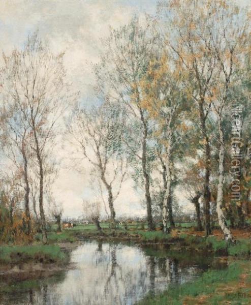 Birches Along The Vordense Beek Oil Painting - Arnold Marc Gorter