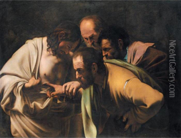 The Incredulity Of St. Thomas Oil Painting - Michelangelo Merisi Da Caravaggio