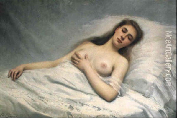 Sleeping Young Lady Oil Painting - Charles Joshua Chaplin