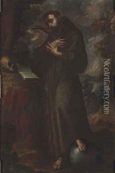 Saint Francis Of Assisi (collab. W/workshop) Oil Painting - Antonio De Torres