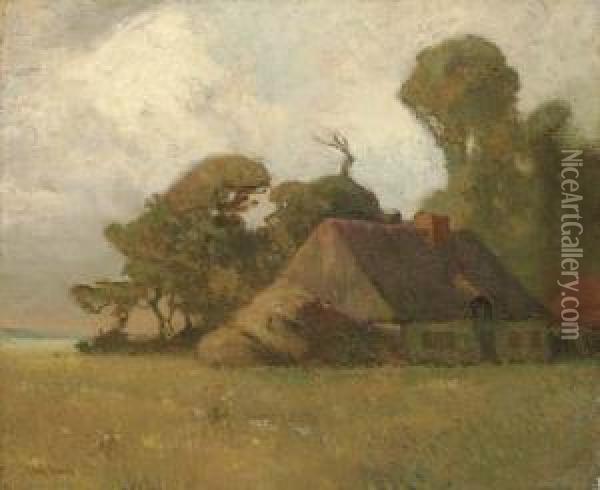 French Farmhouse Oil Painting - George Ames Aldrich