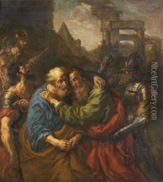 Les Adieux De Saint Pierre Et Saint Paul Oil Painting - Joachim I Von Sandrart