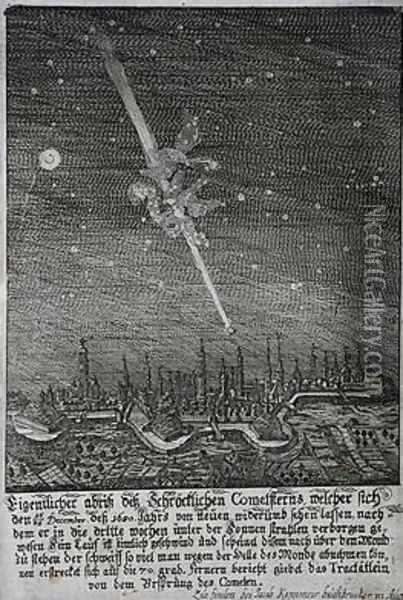 Comet seen over Augsburg in 1680 Oil Painting - J. Koppmeir