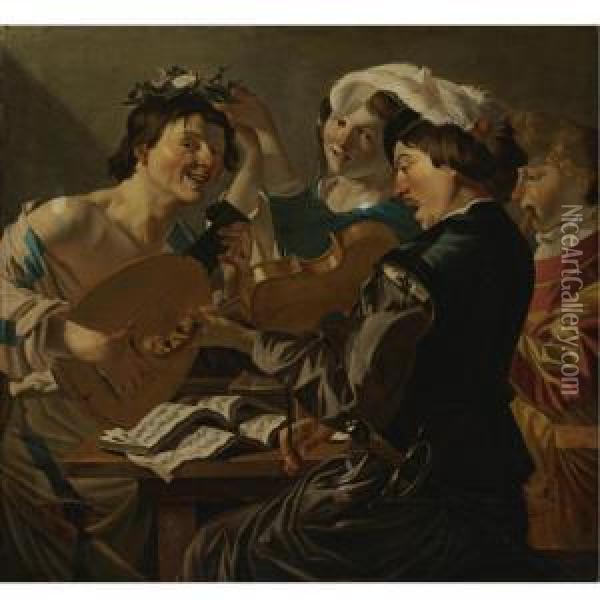 The Concert Oil Painting - Dirck Van Baburen