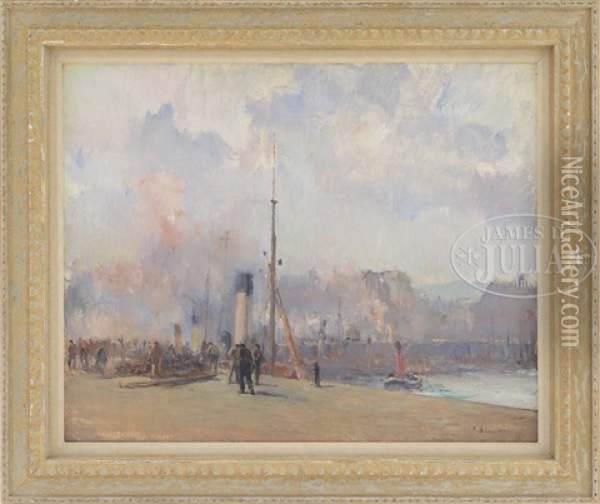 Dock Workers Oil Painting - Emil Schneider