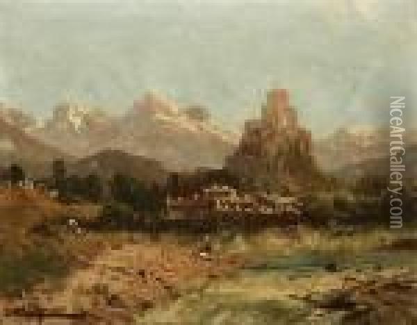 Italian Mountain Scene Oil Painting - John, Giovanni Califano