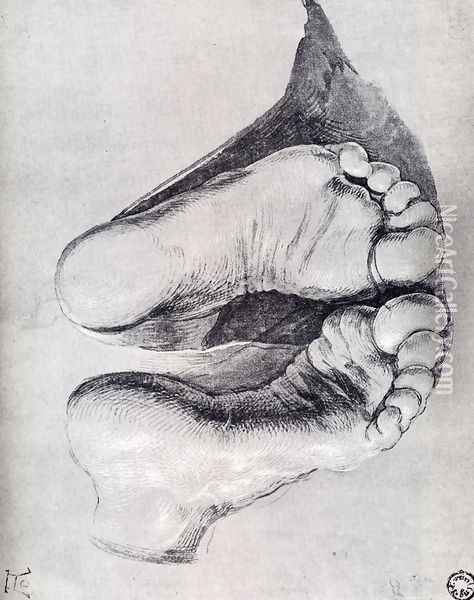Feet Of A Kneeling Man Oil Painting - Albrecht Durer