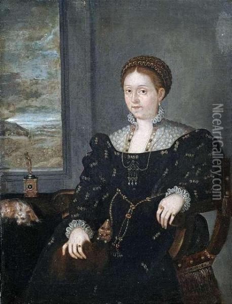 Portrait Ofeleonora Gonzaga, Duchess Of Urbino. Oil Painting - Tiziano Vecellio (Titian)