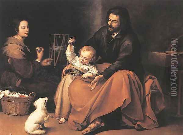 The Holy Family with a Bird 1650 Oil Painting - Bartolome Esteban Murillo