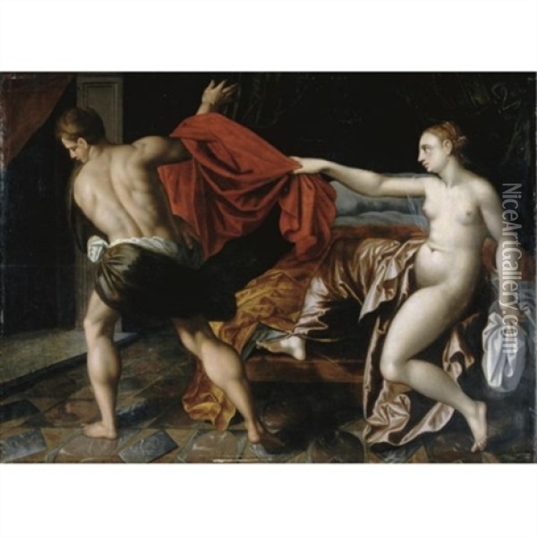Joseph And Potiphar's Wife Oil Painting - Jacob De Backer
