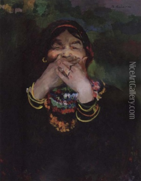 Laughing Baba Oil Painting - Filip Malyavin