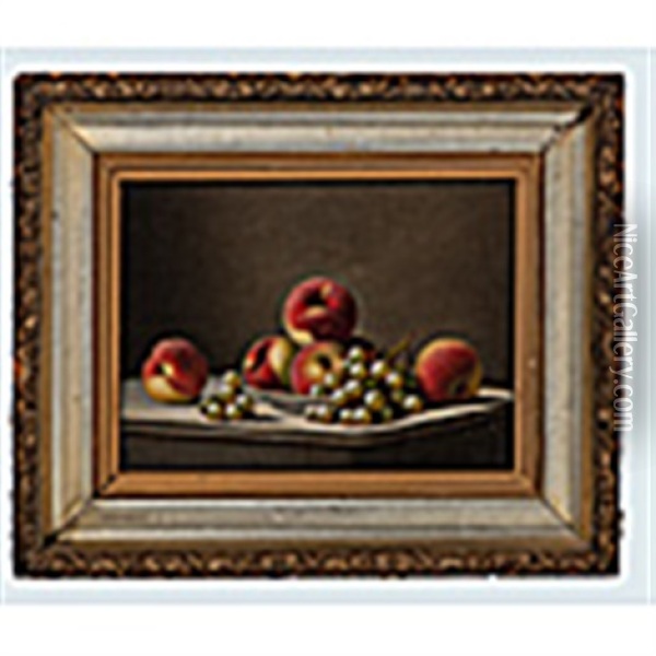 Still Life Of Apples And Grapes Oil Painting - Barton S. Hays