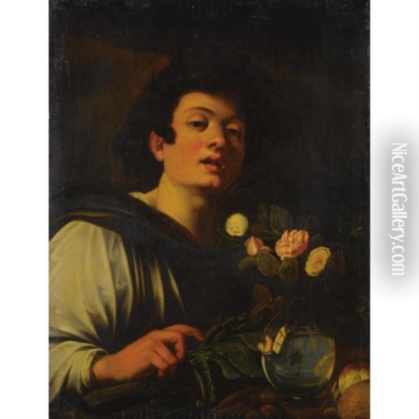 Boy With A Vase Of Flowers Oil Painting -  Caravaggio