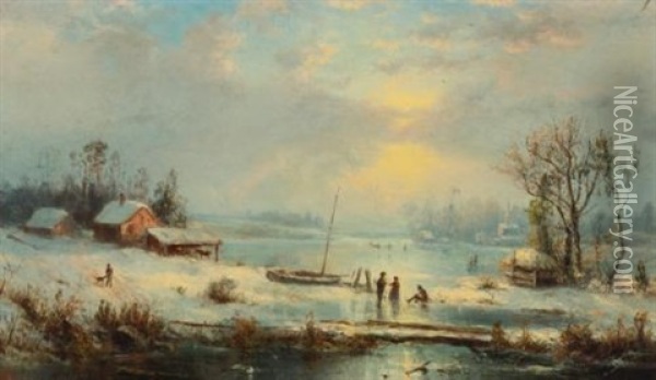 Winter Landscape Oil Painting - Regis Francois Gignoux