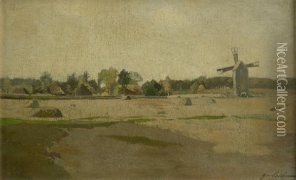 Flandrische Landschaft Mit Windmuhle Oil Painting - Gregor von Bochmann the Elder