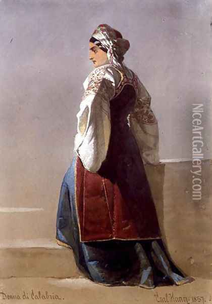 Donna di Calabria portrait of an Italian girl Oil Painting - Carl Haag