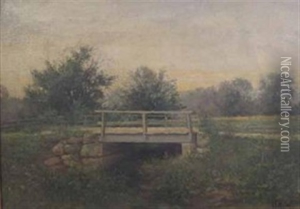 Landscape With Footbridge Oil Painting - Albert Francis King