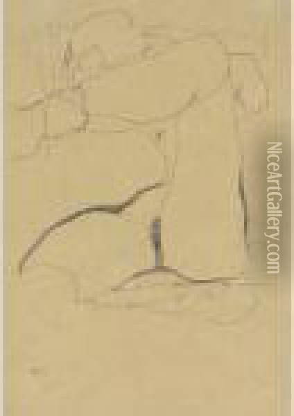Sitzender Weiblicher Akt Mit Erhobenem Bein Oil Painting - Egon Schiele