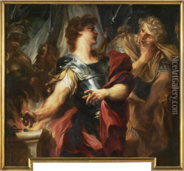 The Trial Of Mucius Scaevola Oil Painting - Gregorio de Ferrari
