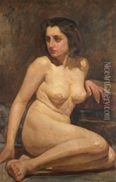 Desnudo Femenino Oil Painting - Rafael Hidalgo De Caviedes