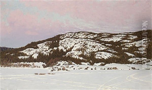 Timmerkorning Pa Isen Oil Painting - Gustaf Fjaestad