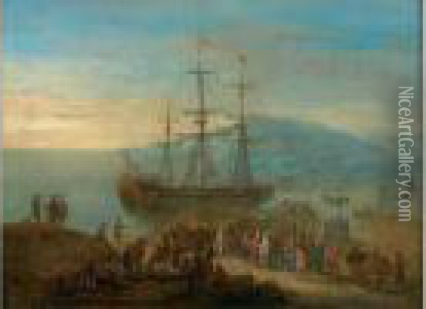 L'embarquement Des Diplomates Turcs Oil Painting - Jean Baptist Van Der Meiren