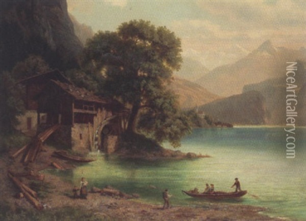 Brienzersee Oil Painting - Johann-Rudolf Holzhalb
