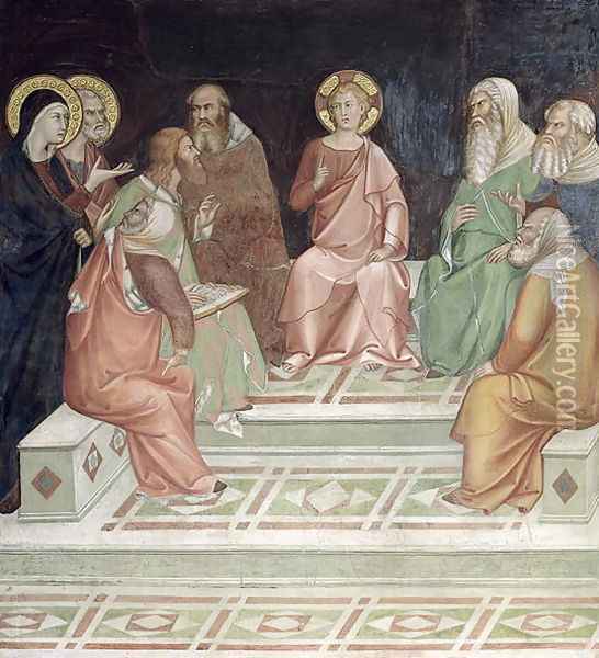 Jesus with the Doctors, from a series of Scenes of the New Testament Oil Painting - Barna Da Siena