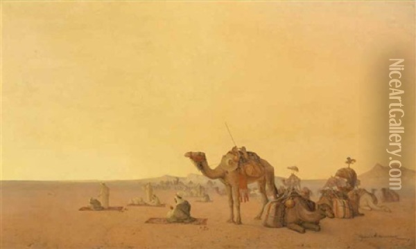 Priere Dans Le Desert Oil Painting - Henrik August Ankarcrona
