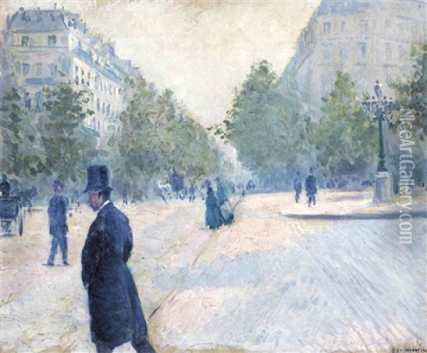 La Place Saint-augustin, Temps Brumeux Oil Painting - Gustave Caillebotte