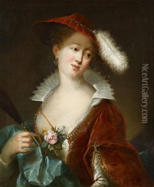 Portrat Einer Edeldame. Le Comtess De Kavenhuller Oil Painting - Thomas Huber