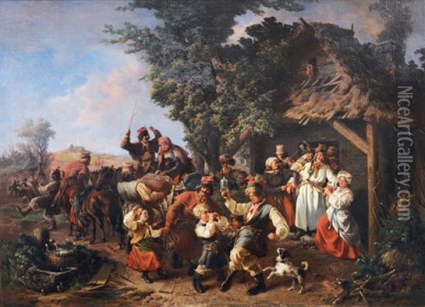 Polish Wedding Oil Painting - Karl August Aerttinger
