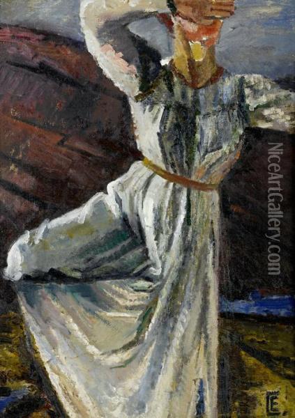 Three Works, Including A Portrait Of A Dancer Oil Painting - Nina Yakovlevna Simonovich Efimova