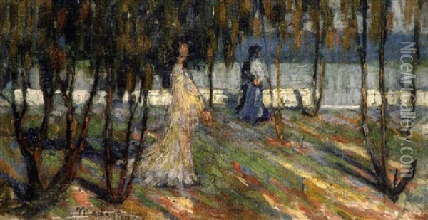 Promenade A Livourne Oil Painting - Amedeo Modigliani
