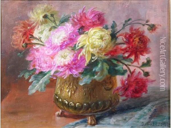 La Coupe De Fleurs Oil Painting - Louis Letsch