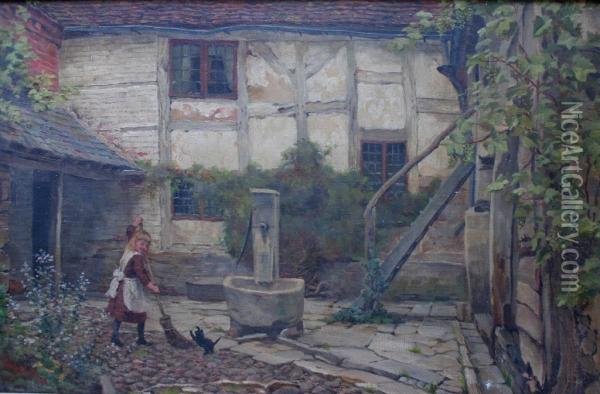 An Old Court Yard In Warwick Oil Painting - Sydney Currie