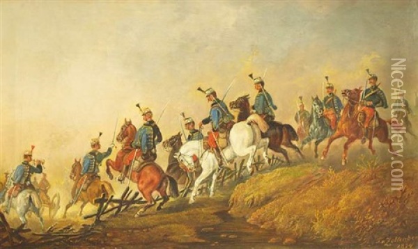 Die Kavallerie Oil Painting - Franz Zeller (Edler) von Zellenberg