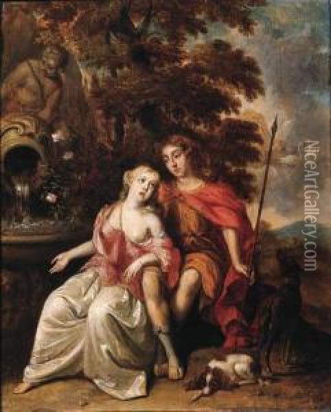 Venus And Adonis Oil Painting - Arie de Vois