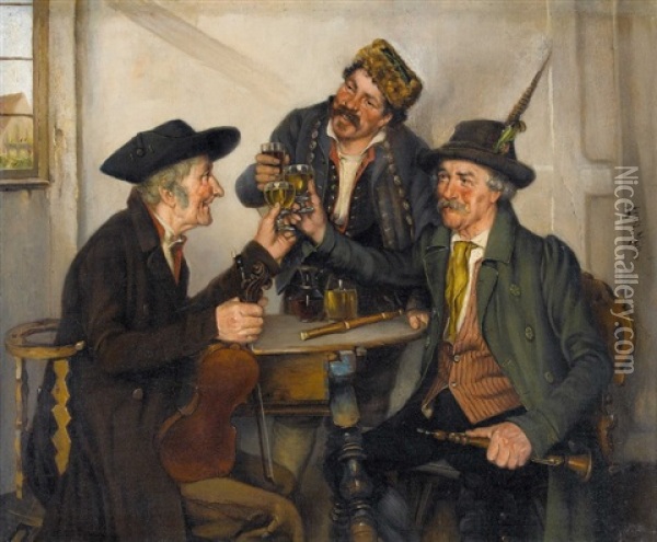 Zechendes Musikertrio Oil Painting - Ernst Immanuel Mueller