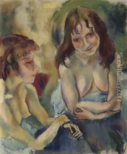 Deux Anglaises Oil Painting - Jules Pascin