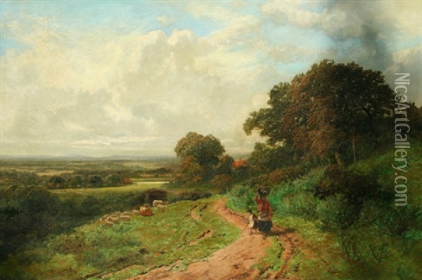 Path Thru The Pasture Oil Painting - James Peel