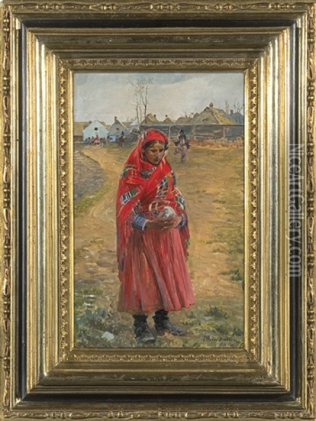 Red Girl Oil Painting - Jacek Malczewski