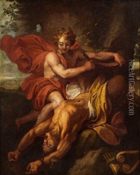 Apollon Et Marsyas Oil Painting - Charles de La Fosse