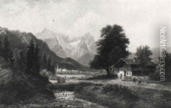 Gebirgslandschaft (kirchberg In Aichfeld?) Oil Painting - Gustav Barbarini
