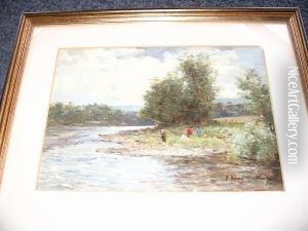 By The River Oil Painting - Joseph Henderson
