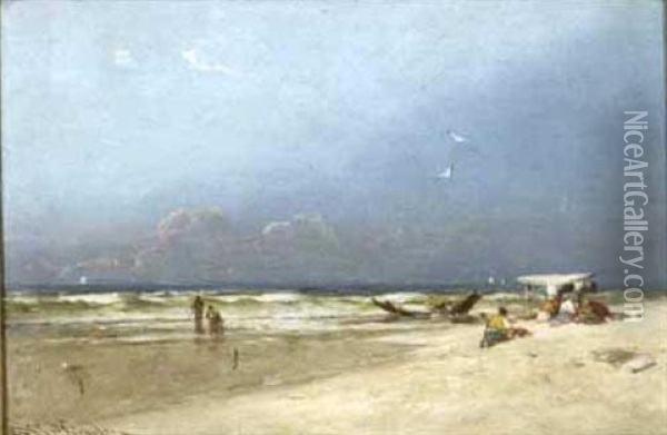 Beach Scene Oil Painting - George Washington Nicholson